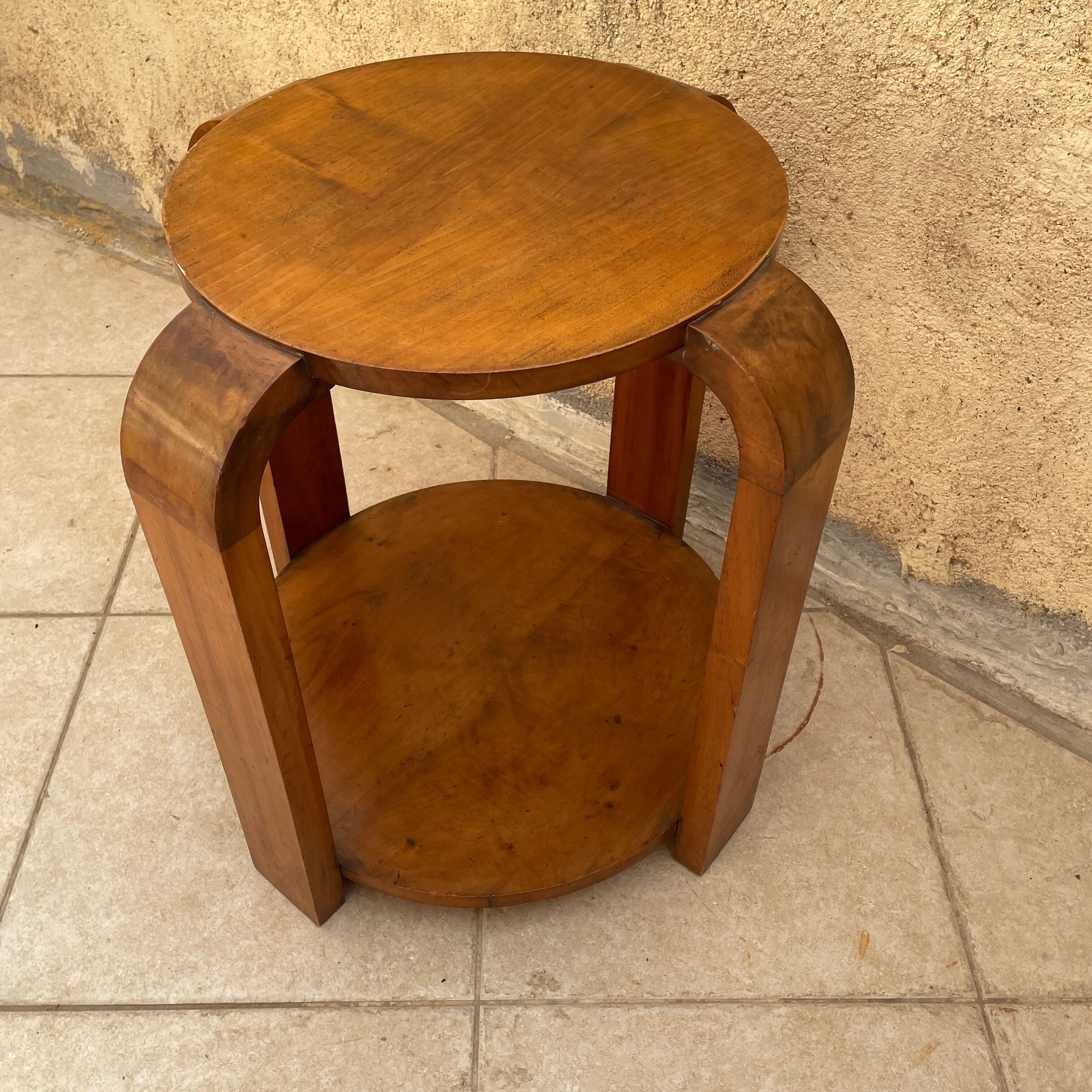 Art Deco pedestal table 1920 in solid wood