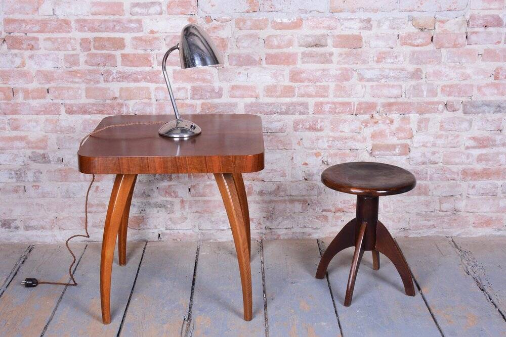 Mid-Century Czech Beech Piano Stool, 1940s