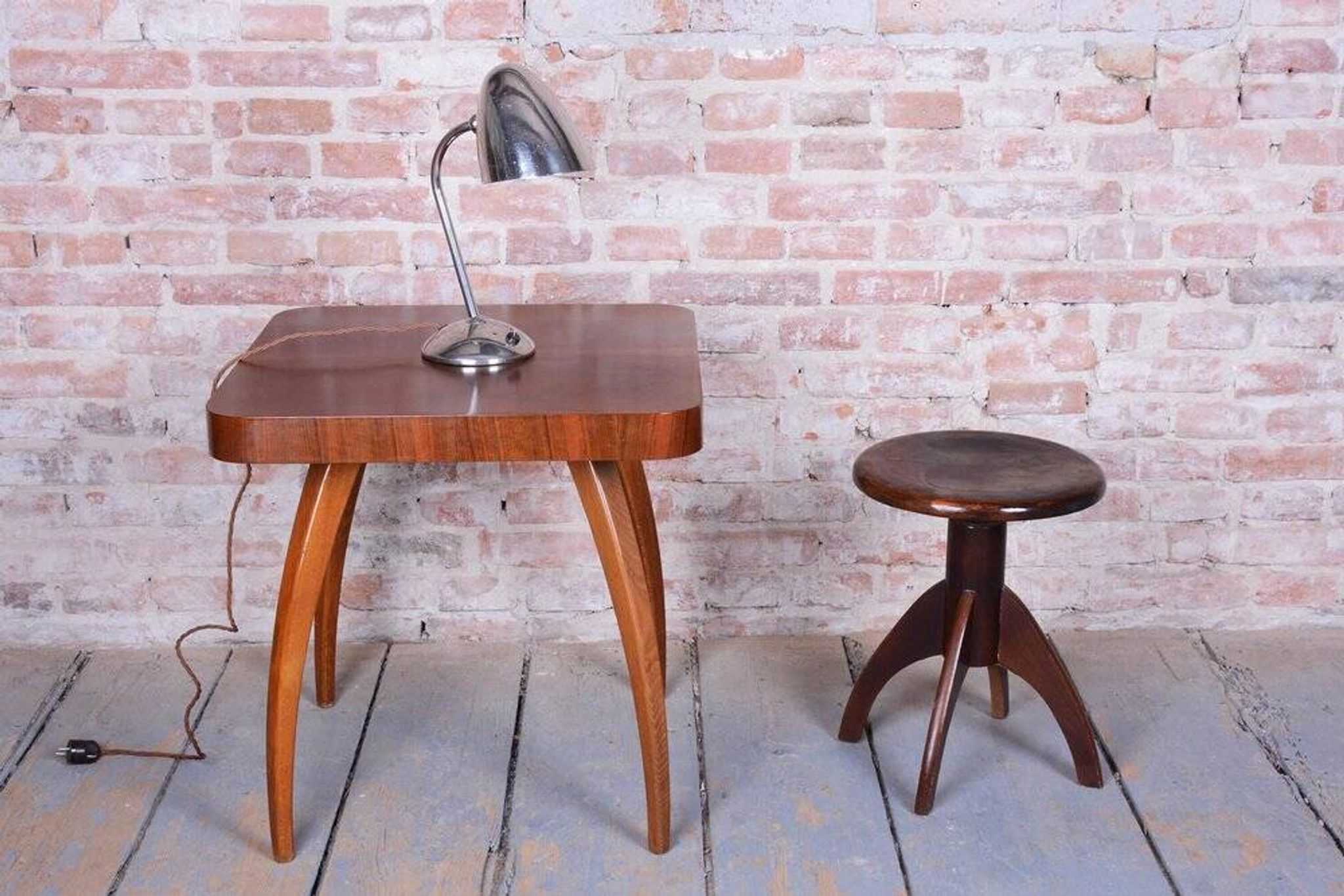 Mid-Century Czech Beech Piano Stool, 1940s