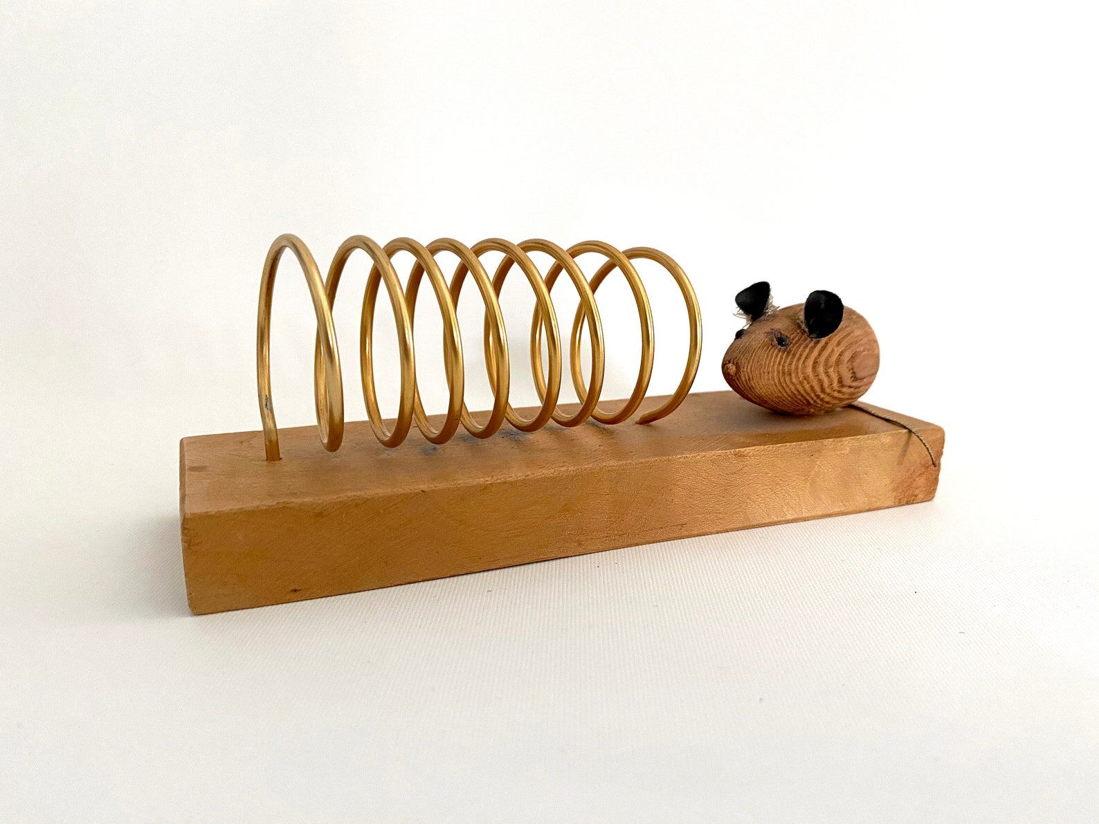 Porte-lettres de souris vintage / organisateur de bureau, organisateur de poste, bois et laiton