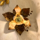 Copper and golden metal flower wall lamp