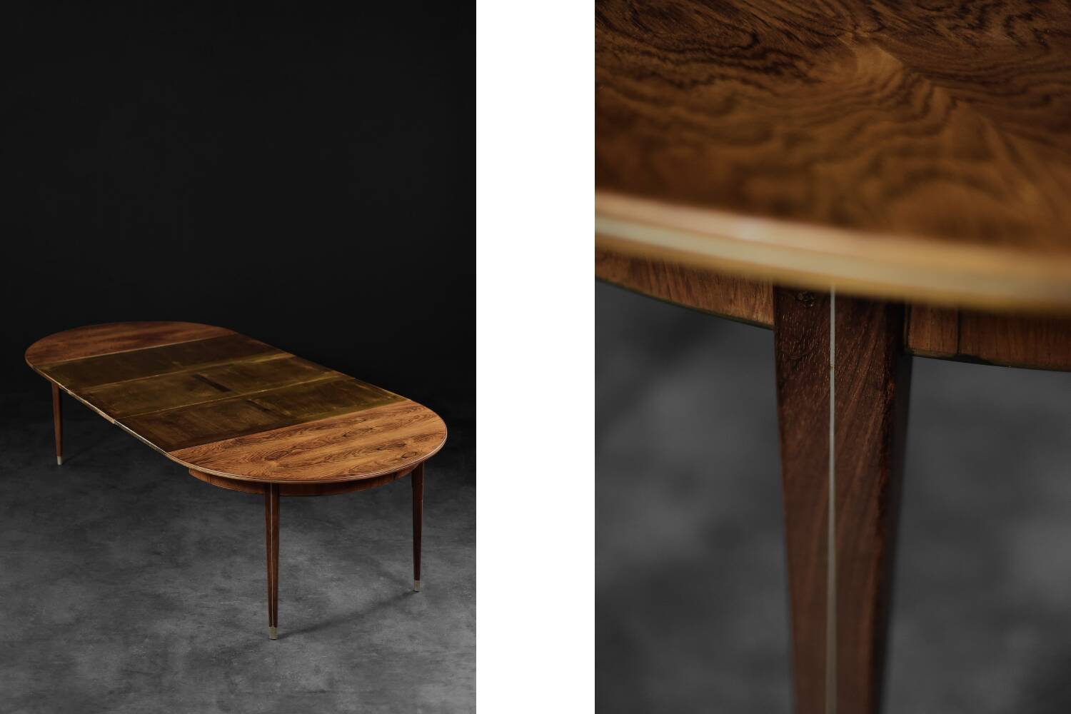 Vintage round folding dining table in rosewood by Agner Christoffersen, Denmark.