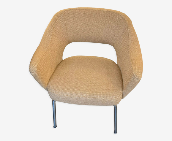 Fauteuil mid-century, années 60, beige