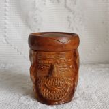 Tobacco pot face carved wood