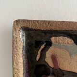 Square trinket dish in glazed ceramic, signed by F. Baudet, France 1970