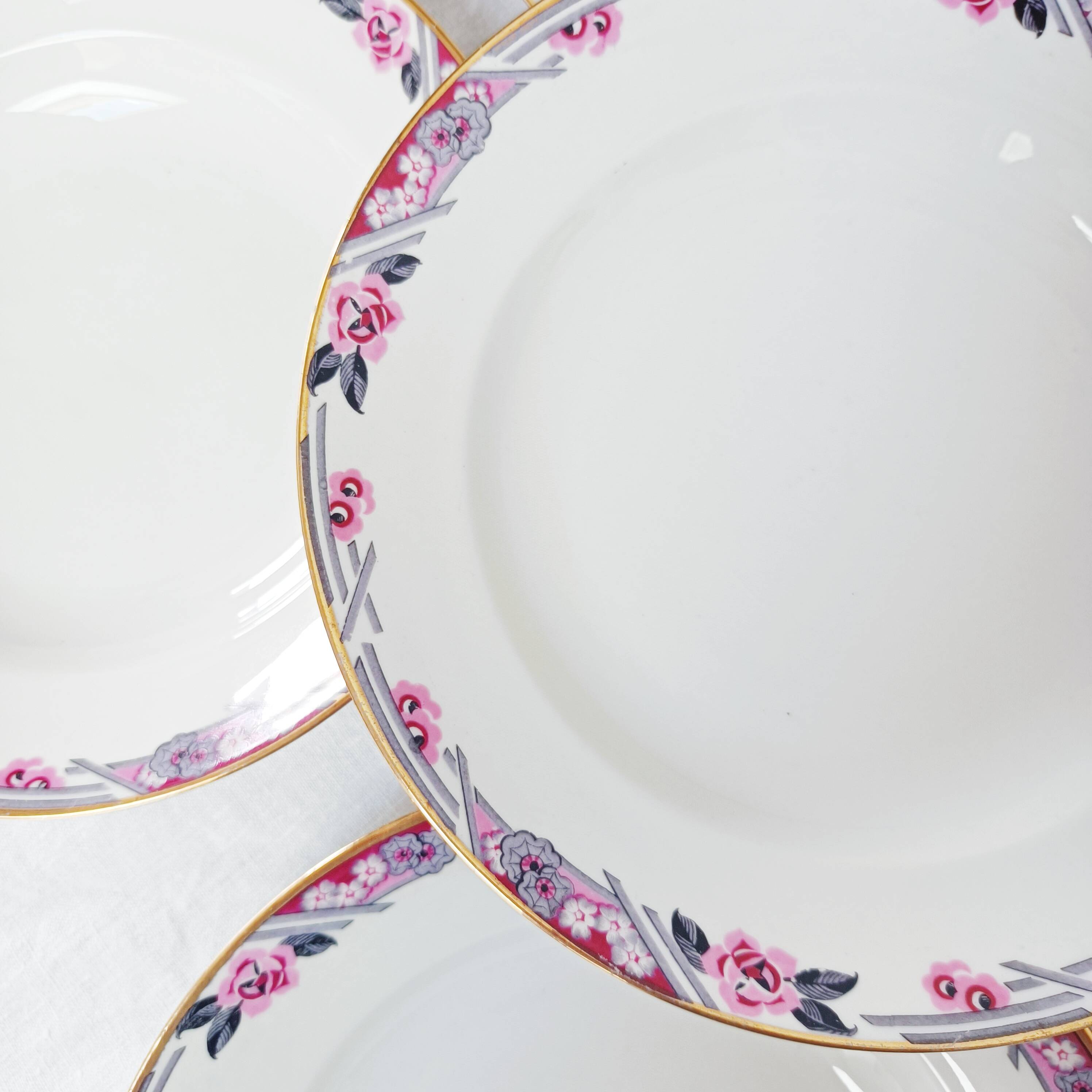 Set of 5 deep plates in Limoges porcelain Bhl