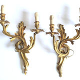 Duo of gilded bronze wall lamps