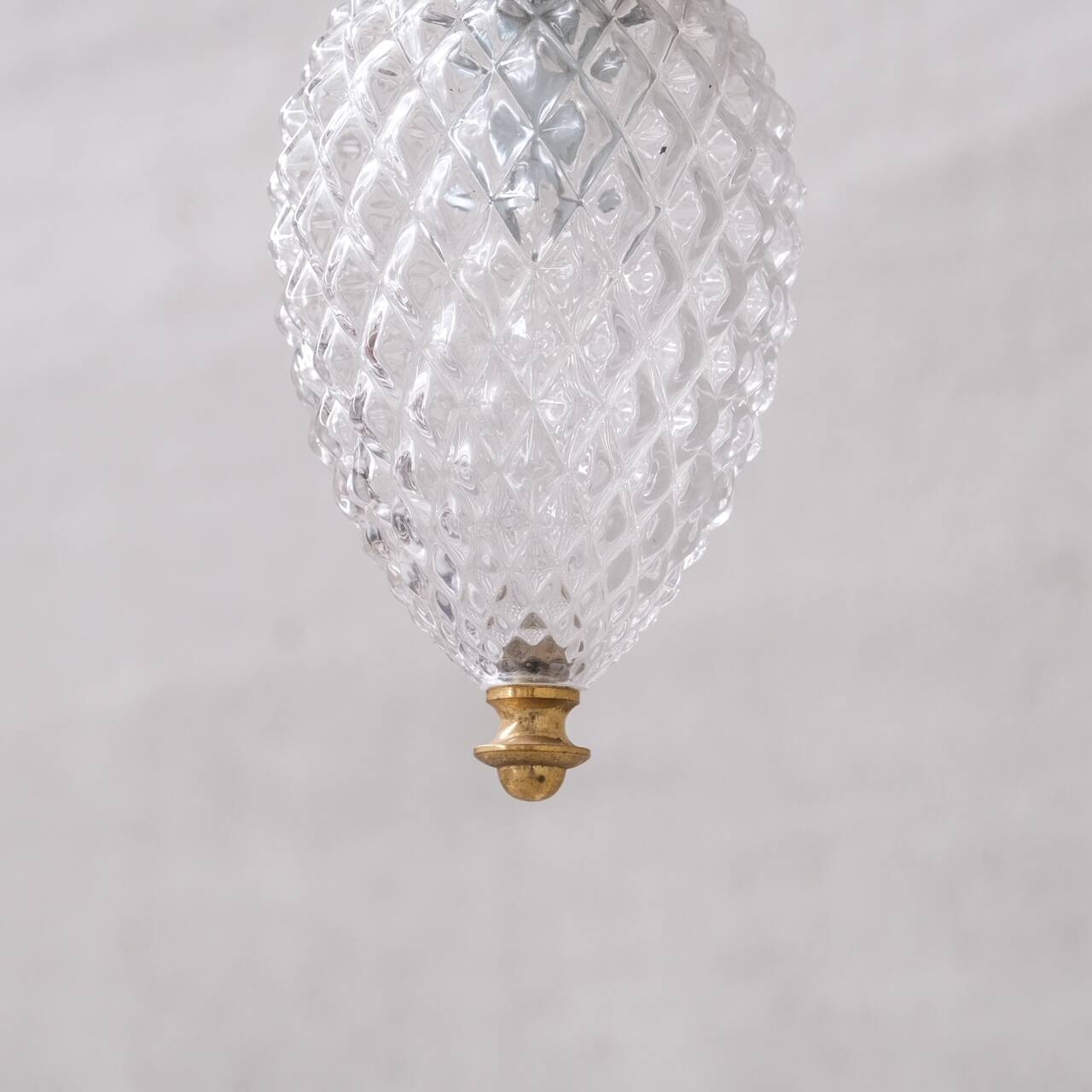 Mid-century brass and glass thin pendant light
