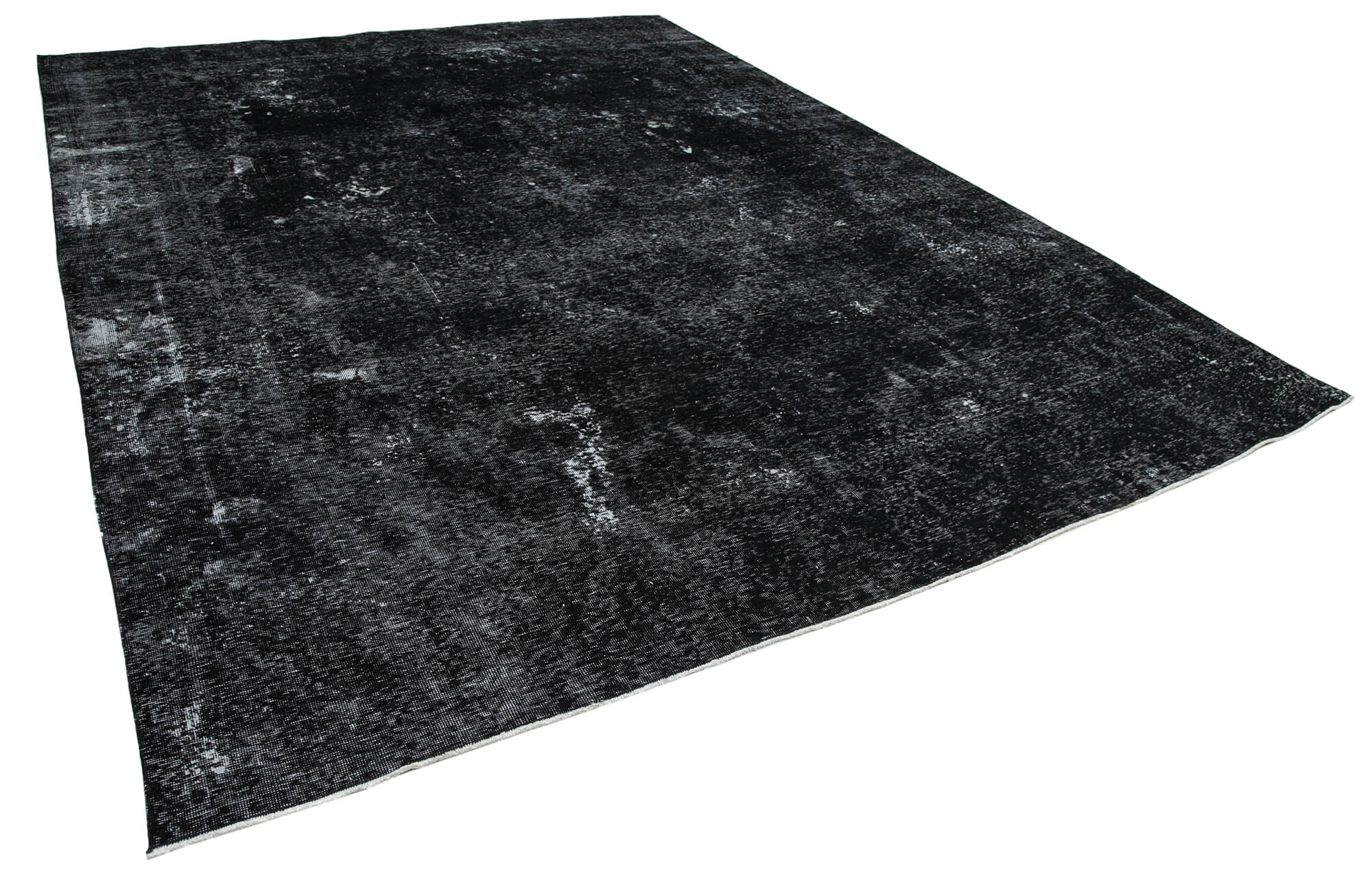 Handmade oriental overdyed 292 cm x 383 cm black wool carpet