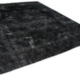Handmade oriental overdyed 292 cm x 383 cm black wool carpet