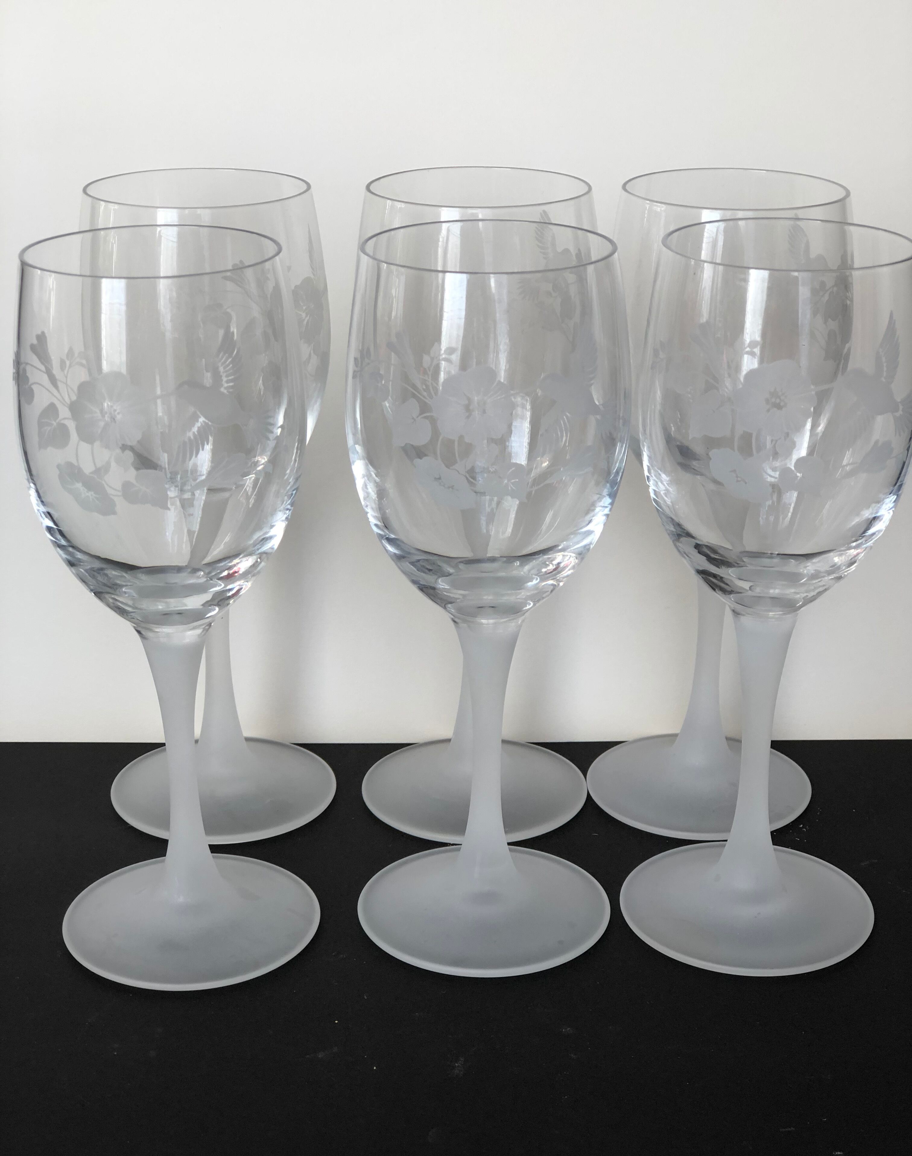 6 cut crystal wine glasses