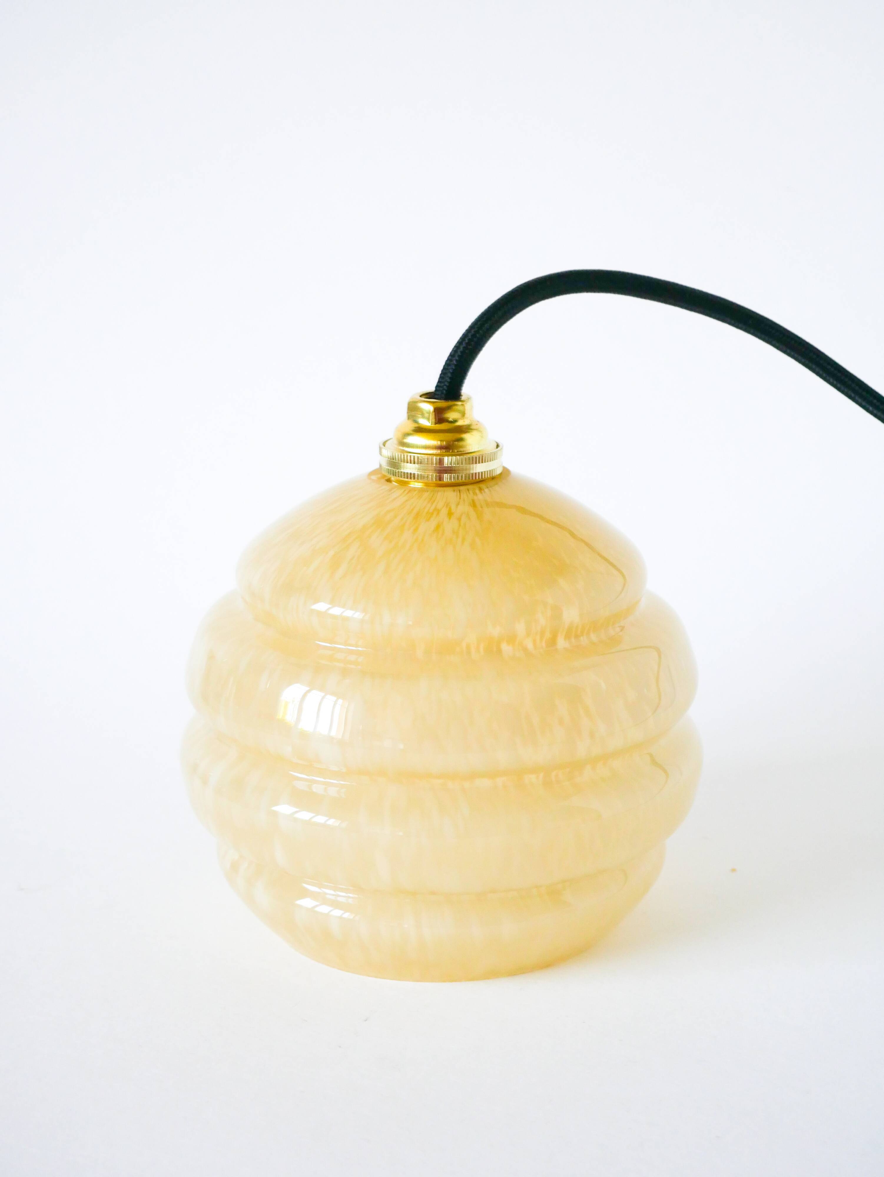 Small glass ball pendant from Clichy, Yellow, 1930