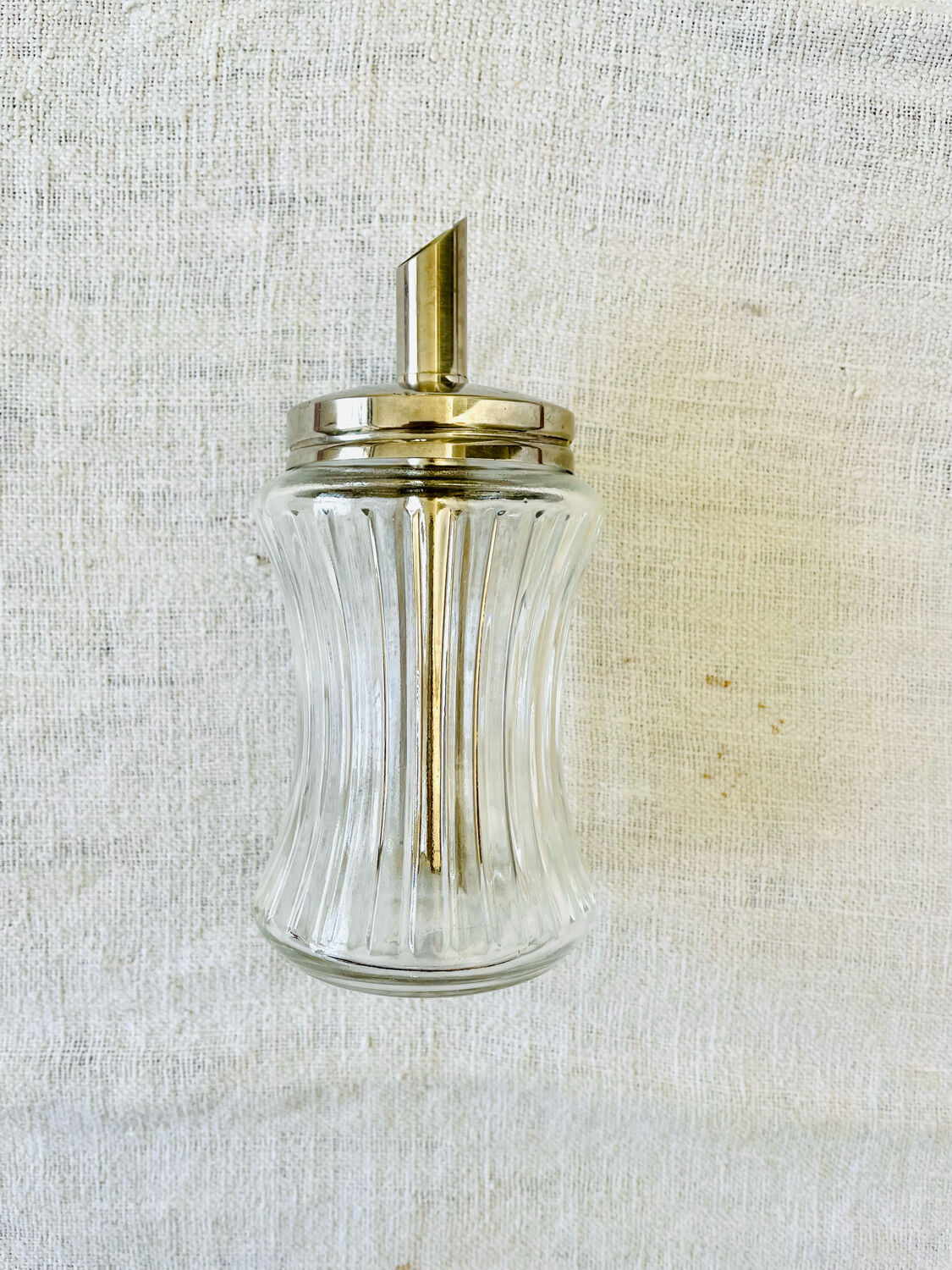 Verseuse sucre verre et inox vintage