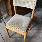Chaise Baumann bois et velours, esprit scandinave, vintage, années 60
