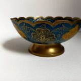 Brass cup with partitioned floral pattern chiseled contour