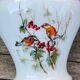 Opaline pendant lamp-Bird decoration-60s