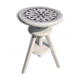 Adjustable screw stool in patinated wood