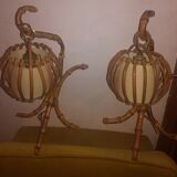 Two rattan wall lamps