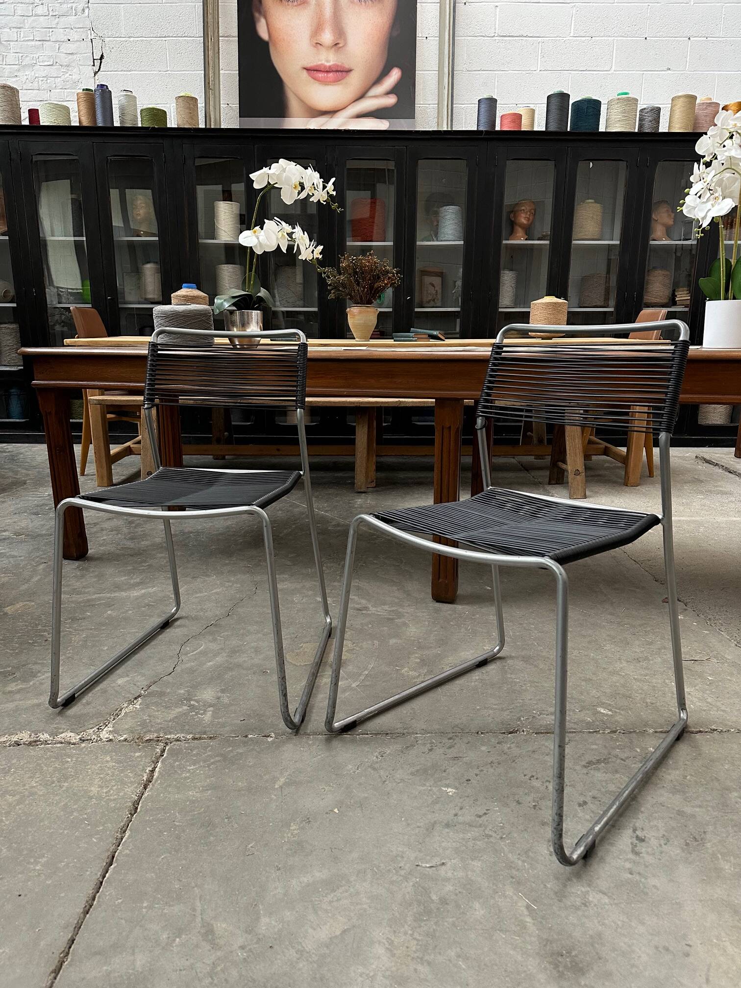 Pair of Melker Spaghetti chairs