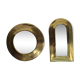 Set of 2 Moroccan mirrors in brass, round and arch-shaped, 70s