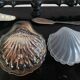 Shell butter dish and its silver-plated knife