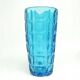 Envelope vase, mid-century modern, blue glass, Ząbkowice, Poland, 1970s