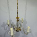 Lustre 4 lumières verre et laiton