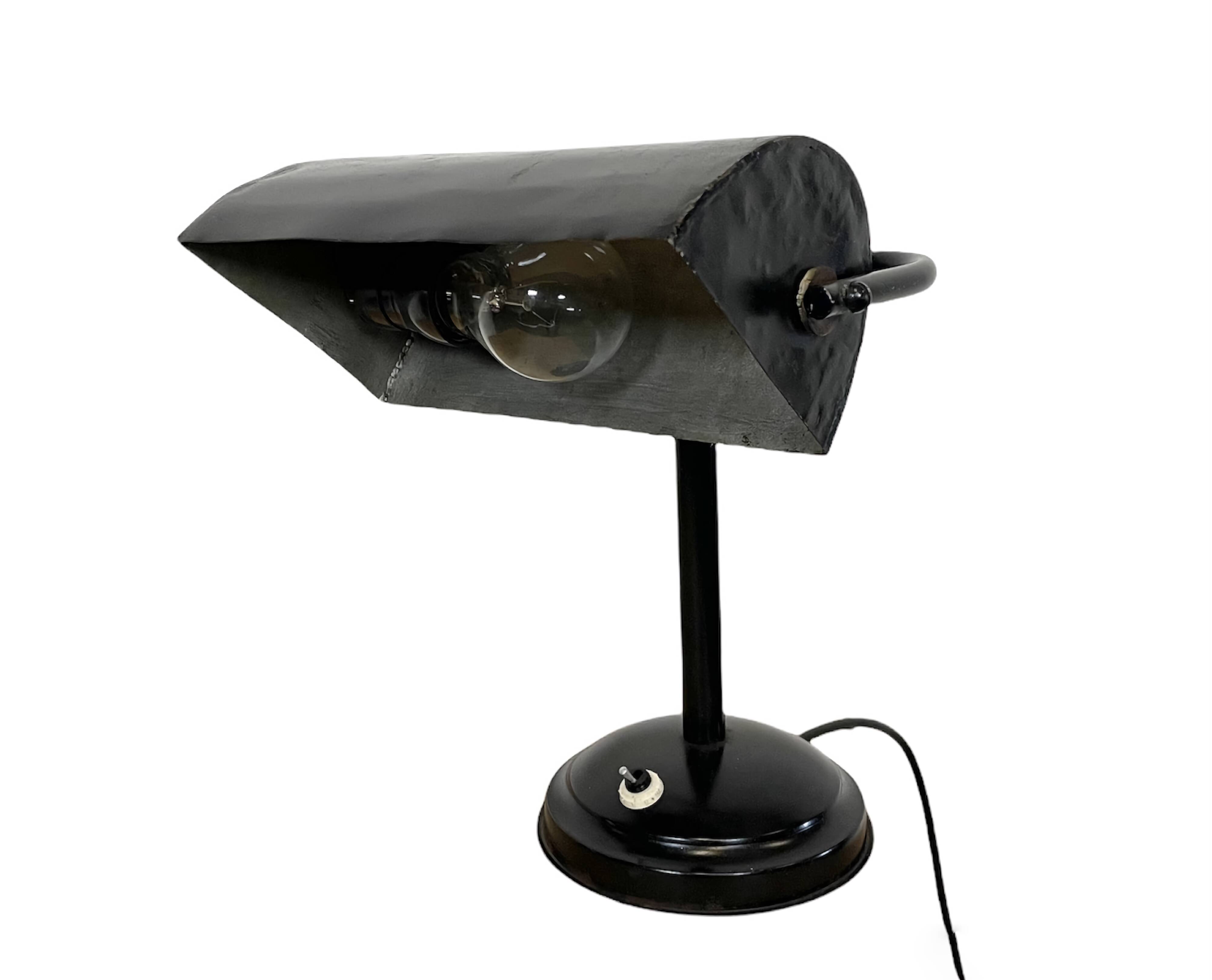 Vintage Black Bankers Desk Lamp, 1950s