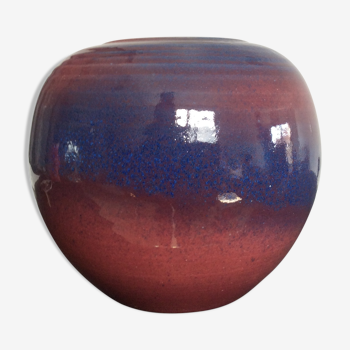 Vase boule vintage années 70/80 en céramique Émaillée
