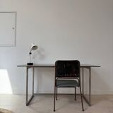 Bureau en métal et verre fumé, années 70
