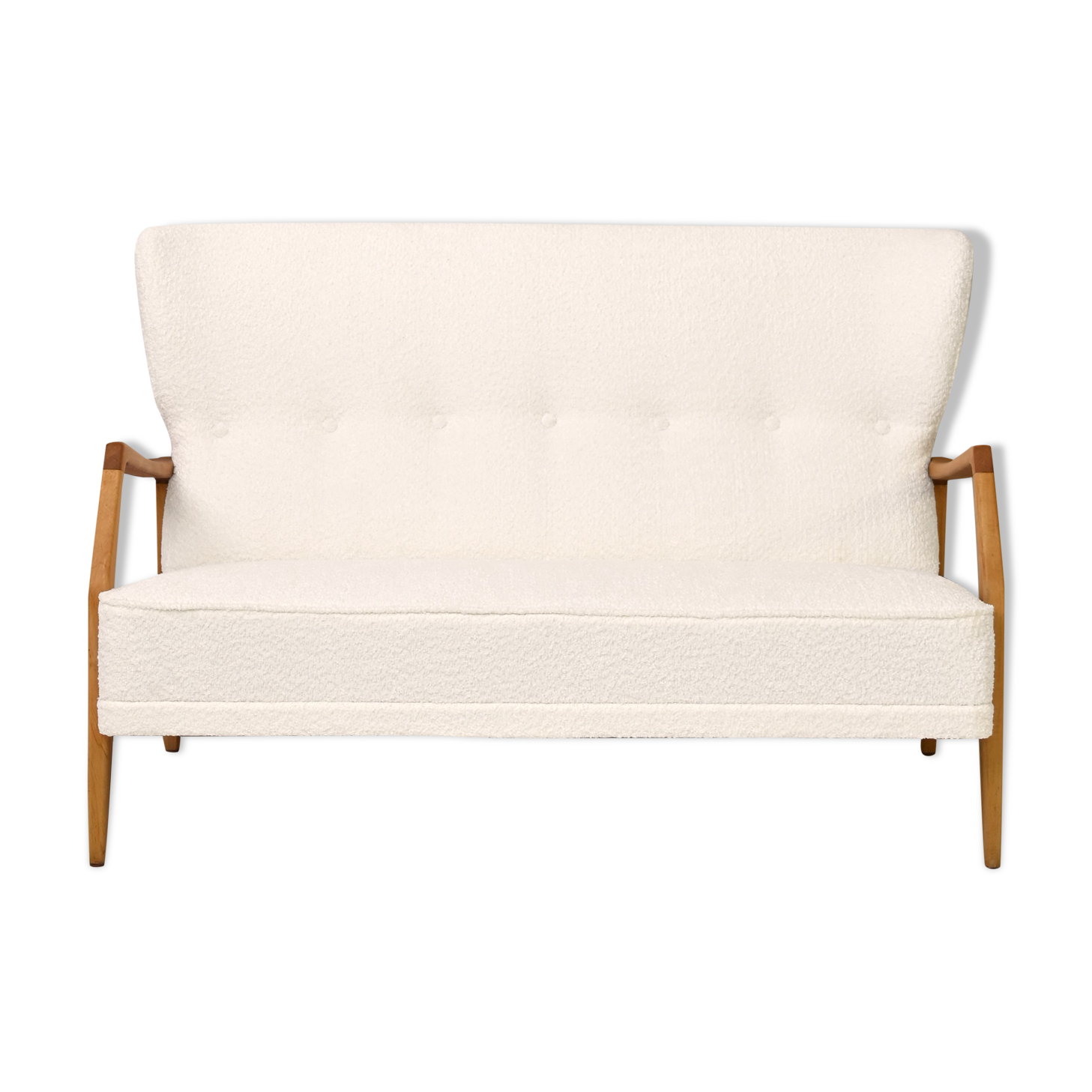 Vintage Scandinavian sofa with faux lambskin