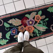 Tapis ancien fait main American Hooked 65cm x 168cm - 1C989