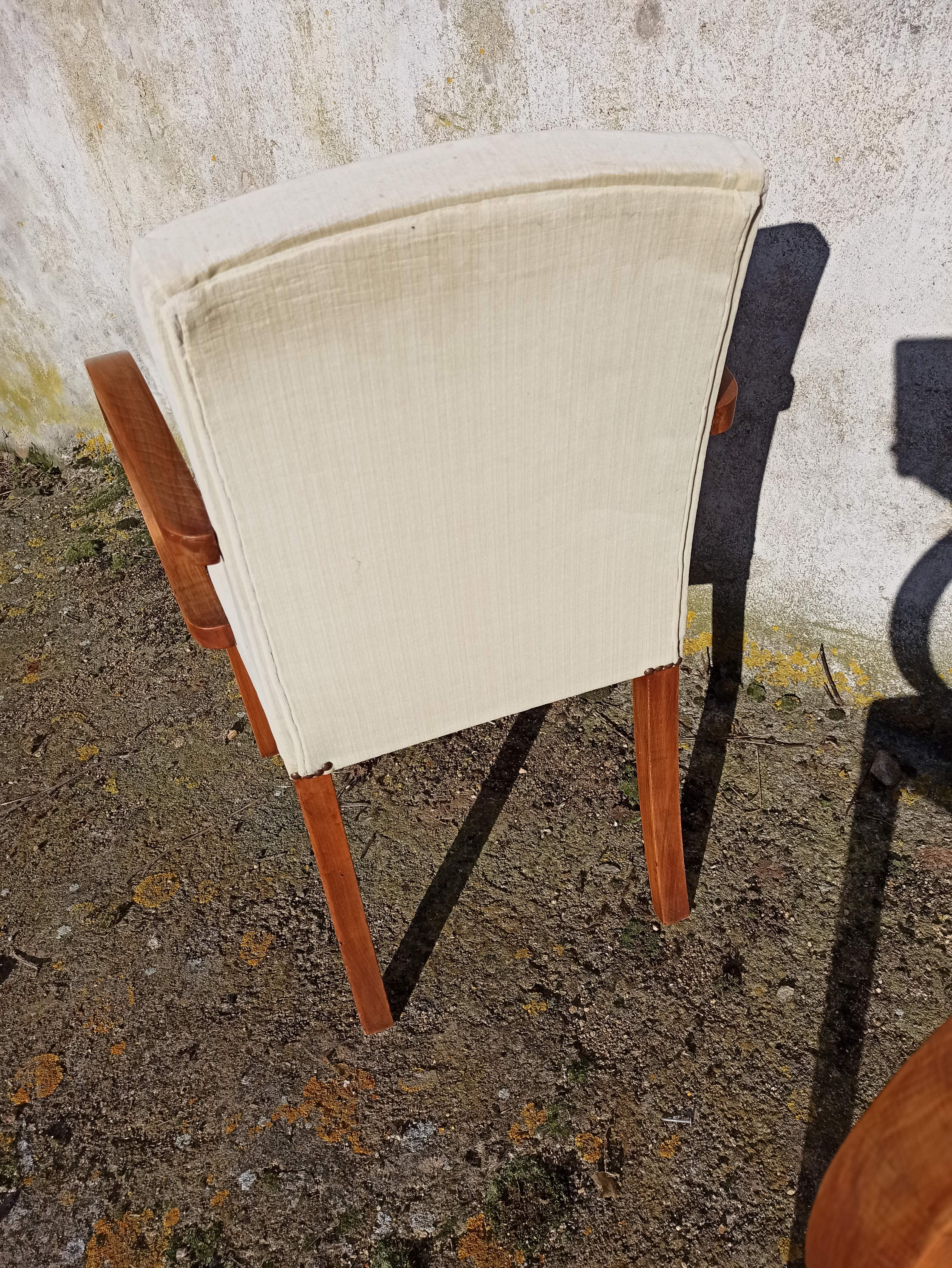 Pair of bridge armchairs from the 50s off-white velvet