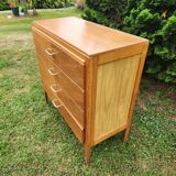Antique vintage chest of drawers with spindle legs and 4 drawers, 1970s