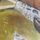 Oil on paper, glass frame