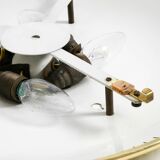 Rare round illuminated mid-century Hillebrand metal mirror from 1966