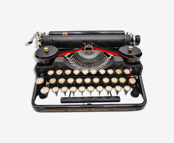 Machine à écrire Underwood portable 3 bank noire révisée ruban neuf 1924