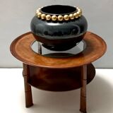 Dark Grey / Green Lacquered Ceramic Vase attr. to Domenico Rambelli, Italy