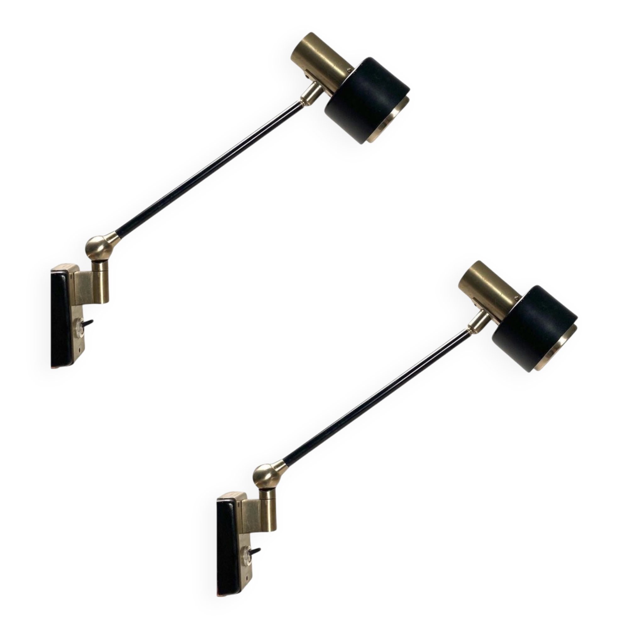 Adjustable Metal Wall Lights, 1950, Set of 2