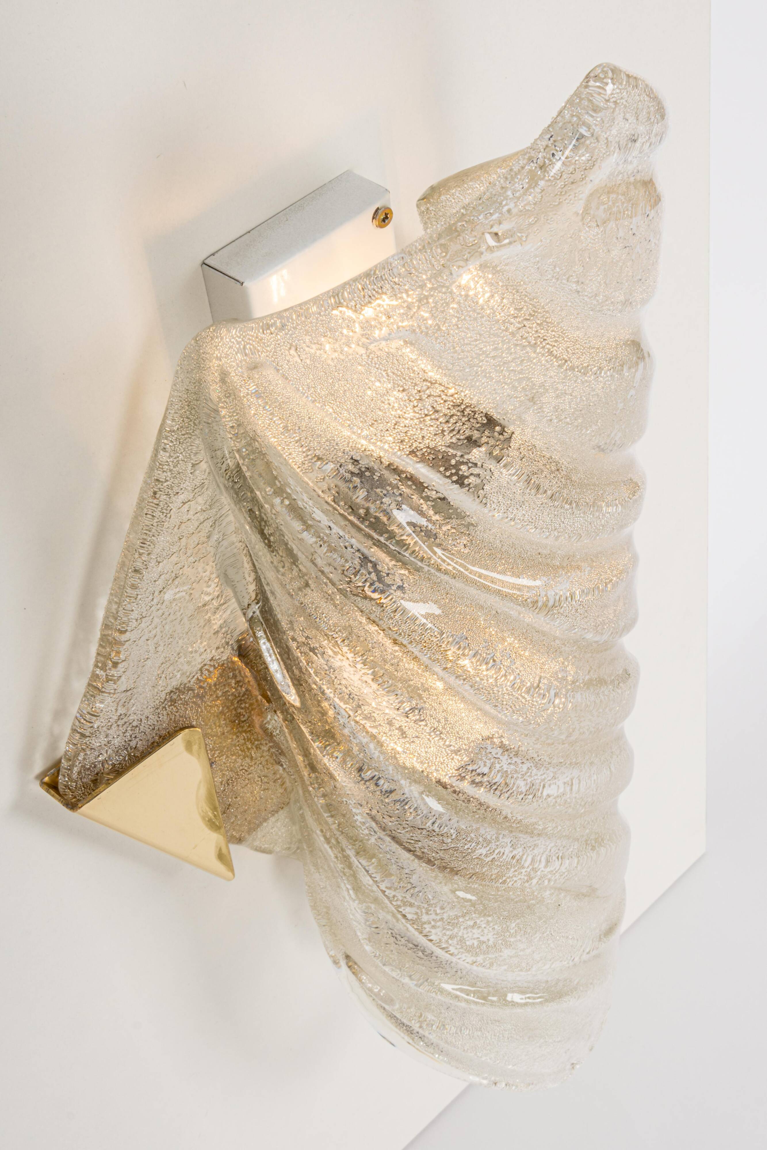 Paire de grandes appliques murales angulaires en verre Murano par Hillebrand, Allemagne, années 1960