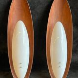 Pair Of Goffredo Reggiani Sconces Original Edition Italy 1960 - Teak And Perspex