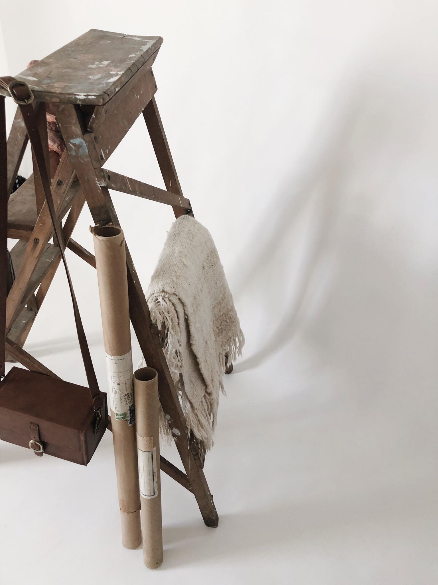 Wooden painter's stepladder