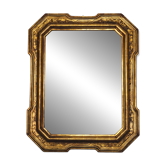Miroir mural octogonal italien vintage en bois doré, décor bulliné