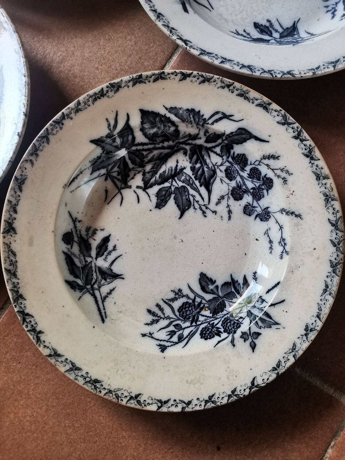 Set of 4 vintage iron earth plates Badonvillier ripe model