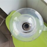 Portuguese mid century modern clear glass chromed buffet table lamp 1970s