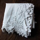 Square tablecloth old white lace Richelieu