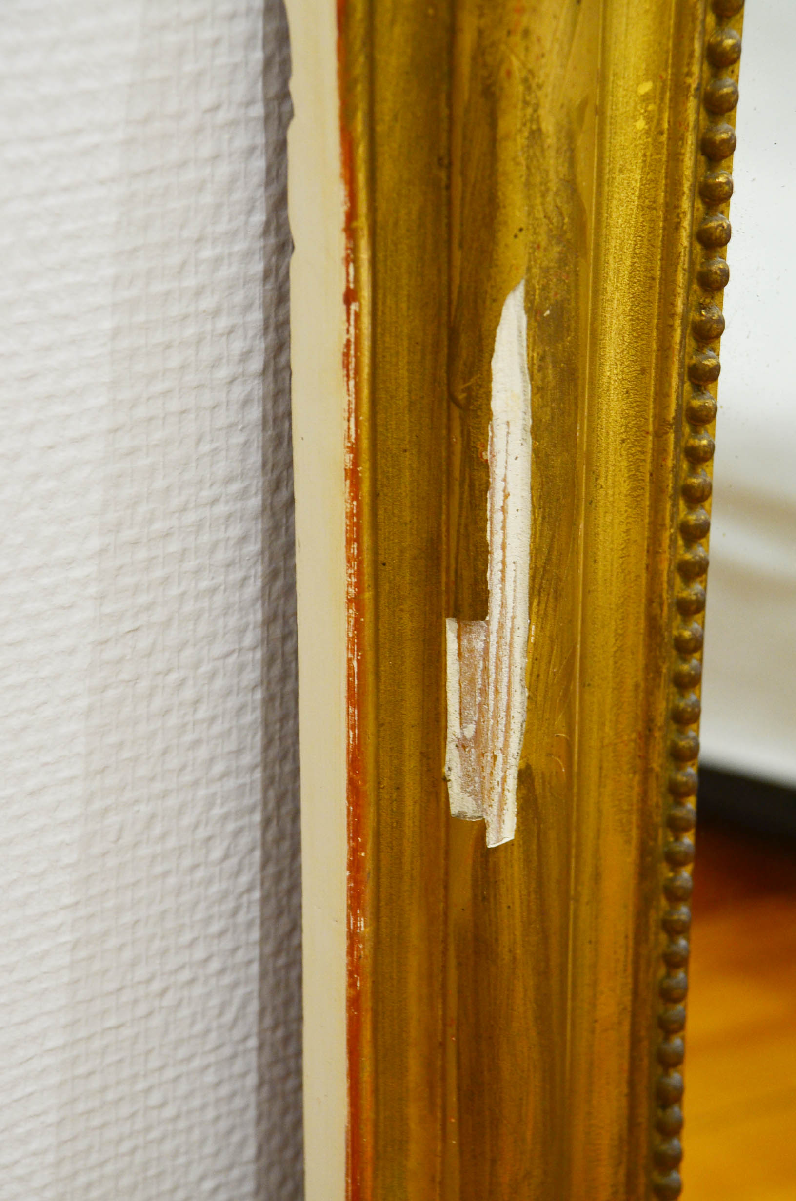 Late 19th century Napoleon III wood and stucco fireplace mirror 87x117cm