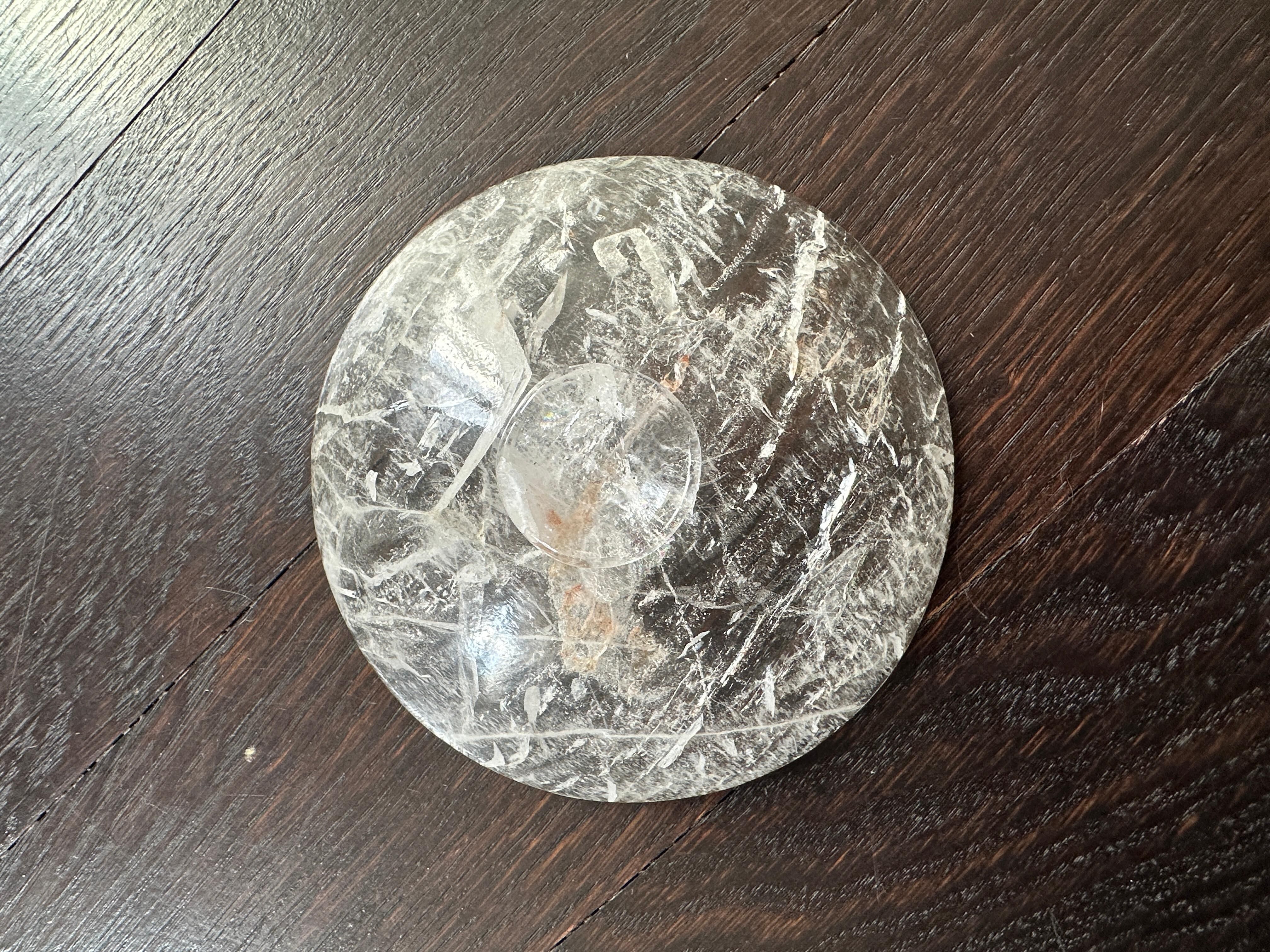 Natural rock crystal plate, anonymous, circa 1970.
