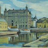 Hjalmar Larsson(1881-1960), Stockholm Cityscape, 1940, Oil Painting