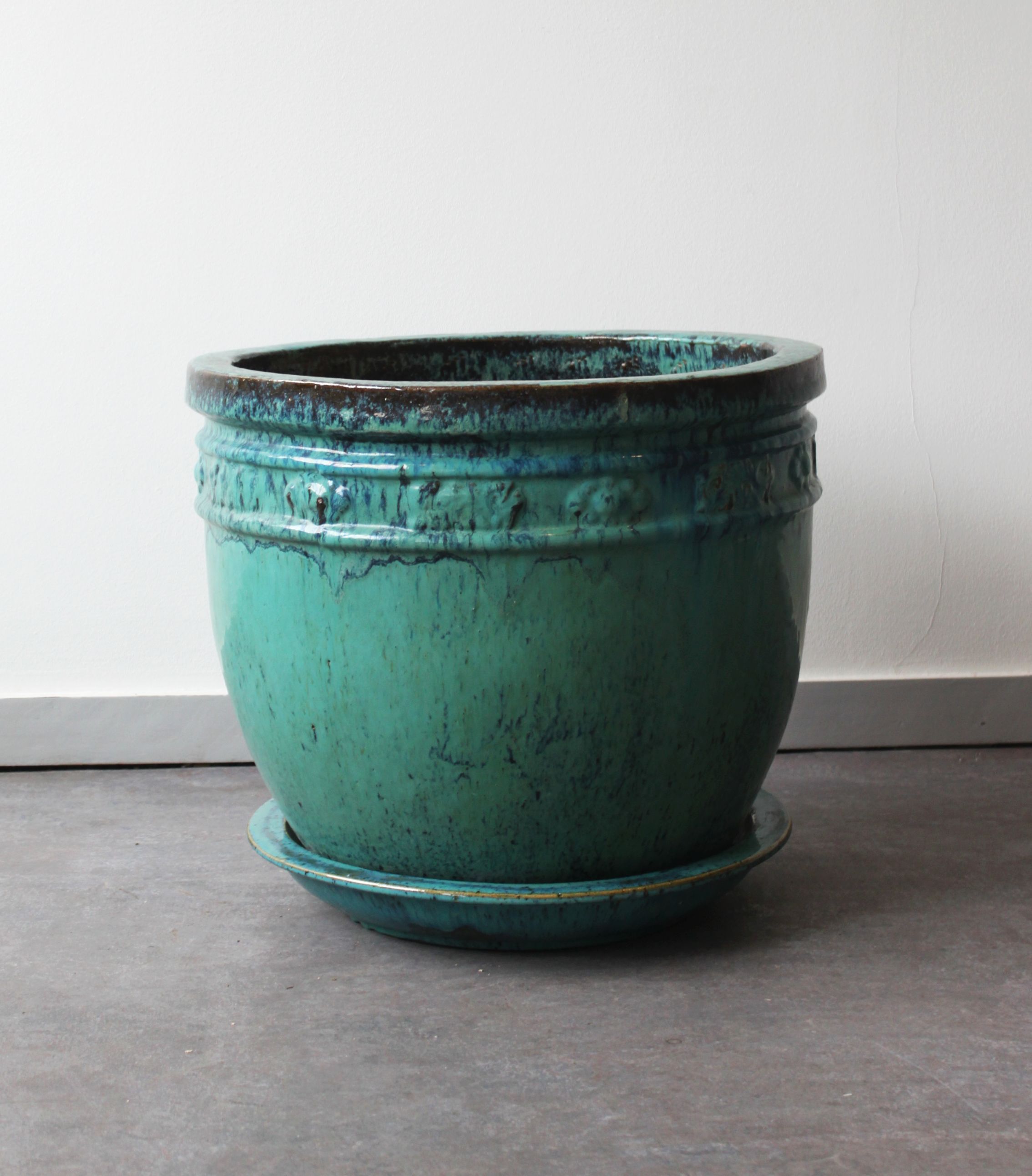 Glazed terracotta planter, handmade, 20th century